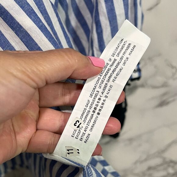 Zara Trafulac Oversized Blue and White
Embroidered Top Size M - Picture 8 of 10